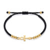Bracelet Croix de Vie Ankh or cordon noir sur fond blanc