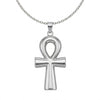 Grand collier pendentif Croix de Vie Ankh argent sur fond blanc