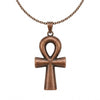 Grand collier pendentif Croix de Vie Ankh bronze sur fond blanc