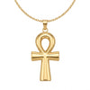Grand collier pendentif Croix de Vie Ankh or sur fond blanc