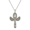 Collier pendentif Croix de Vie Ankh Isis ailée argent sur fond blanc