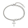 Bracelet Croix de Vie Ankh maillons argent sur fond blanc