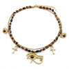 Collier pendentif Croix de Vie Ankh Horus œil de tigre or, vue d'ensemble sur fond blanc