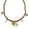 Collier pendentif Croix de Vie Ankh Horus œil de tigre or sur fond blanc